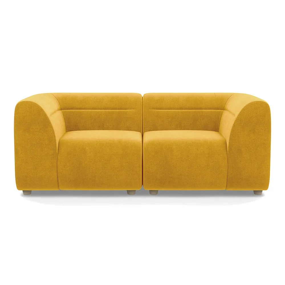 Heal's Lilli 2 Seater Sofa Smart Luxe Velvet Canary Natural Beech Feet 1