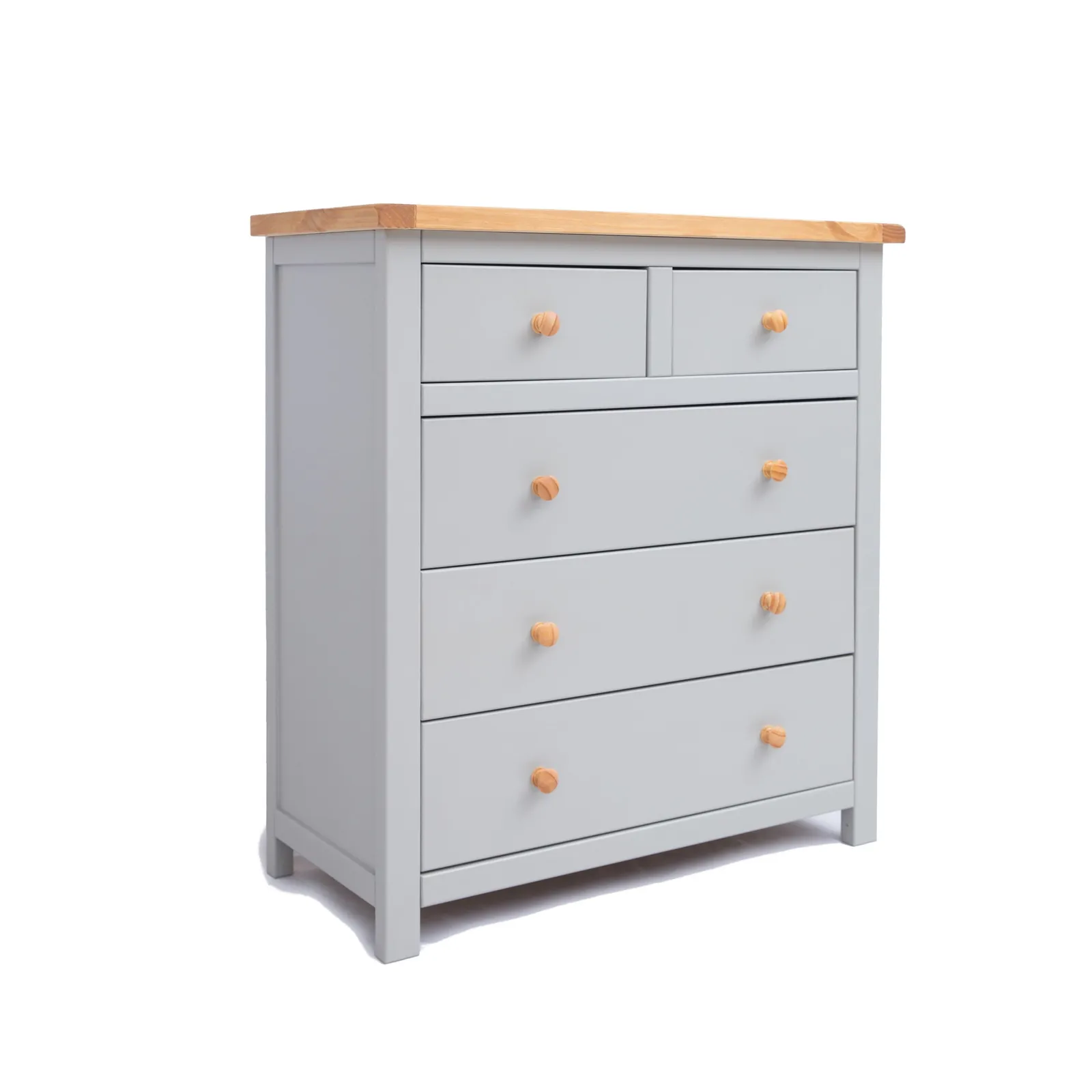 Cabinet Bits Argenta 5 Drawer Chest of Drawers Wood Knob in Light Grey 2