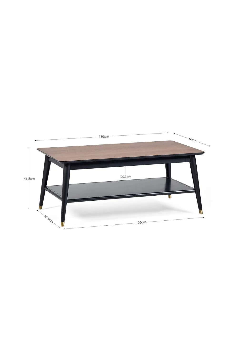 Julian Bowen Findlay Rectangular Coffee Table with Shelf in Walnut 4