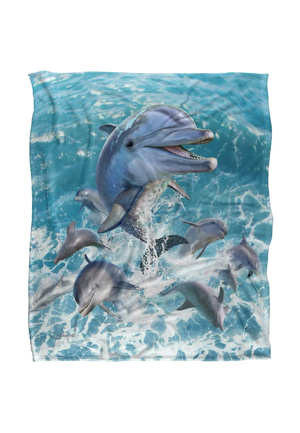 JQ Licensing Jlo Dolphins Jumping Silky Touch Super Soft Throw Blanket 152 X 127 cm in White