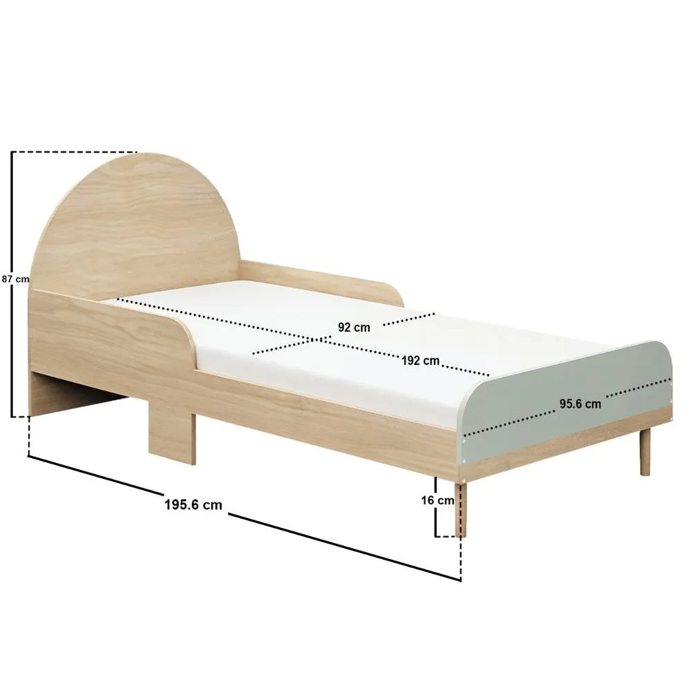 Flair Noah Single Curved Headboard Bed Oak in Green 6