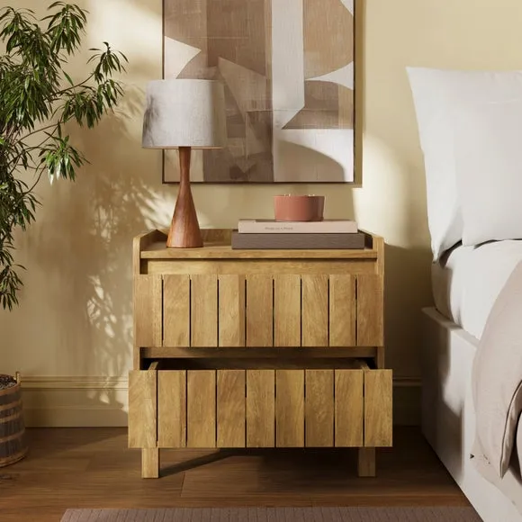 Humphrey 2 Drawer Bedside, Mango Wood Effect 2