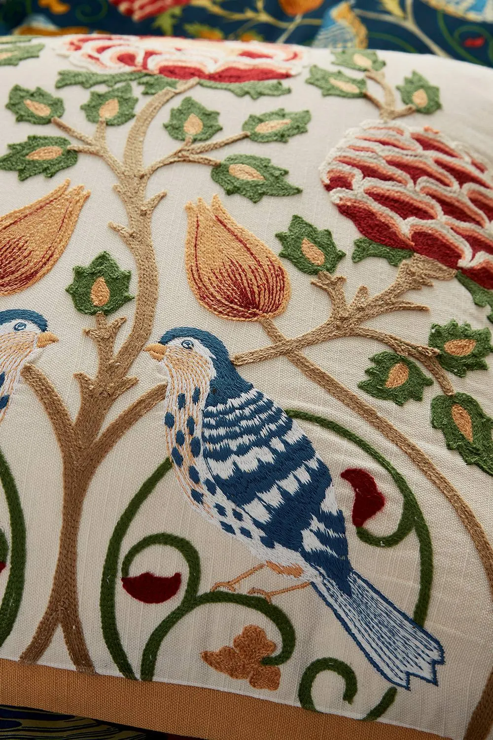 Morris & Co 'Seasons By May Indigo' Cotton Cushion in Cream 3