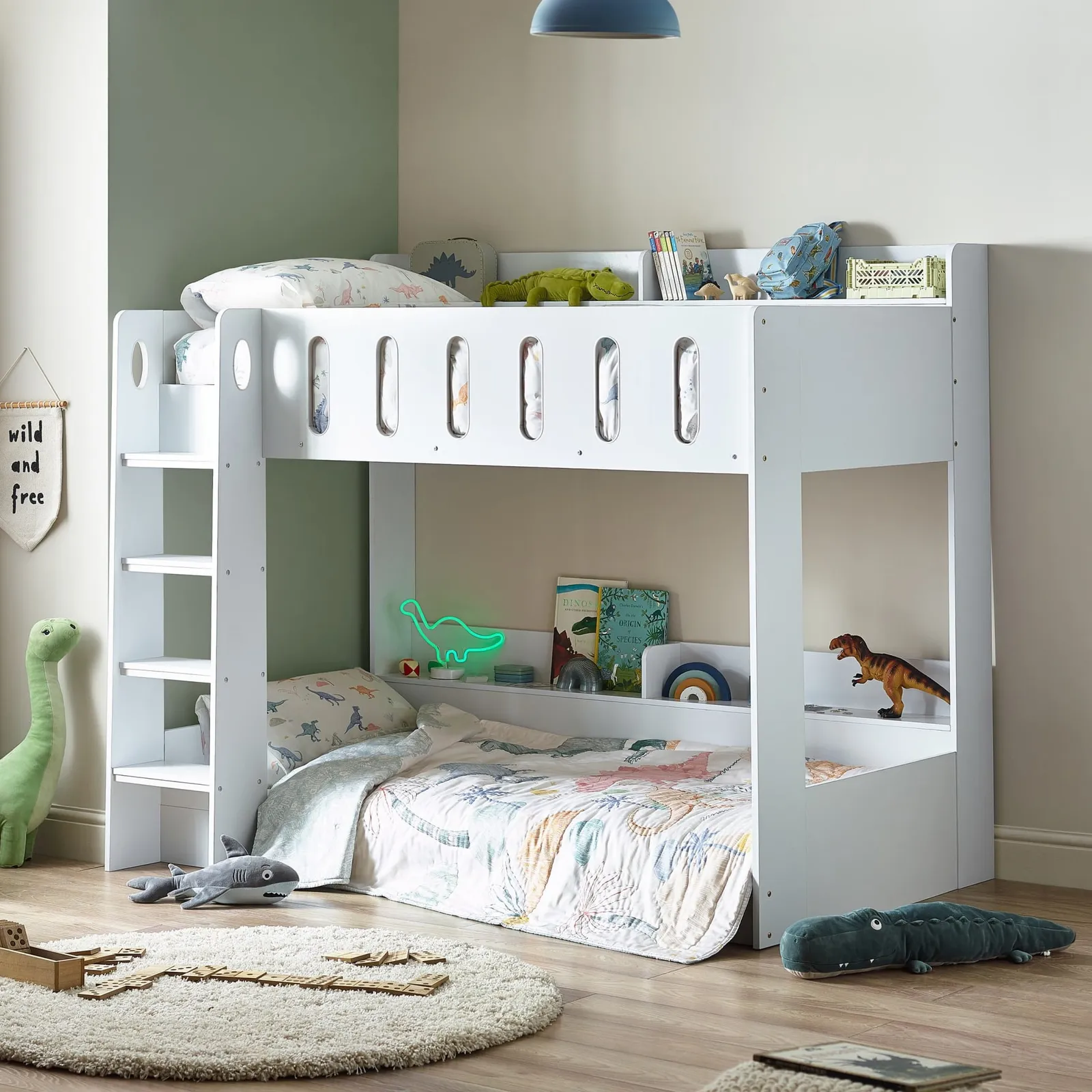 Vision - Single - Bunk Bed with Shelves - White - Wooden - 3ft 1