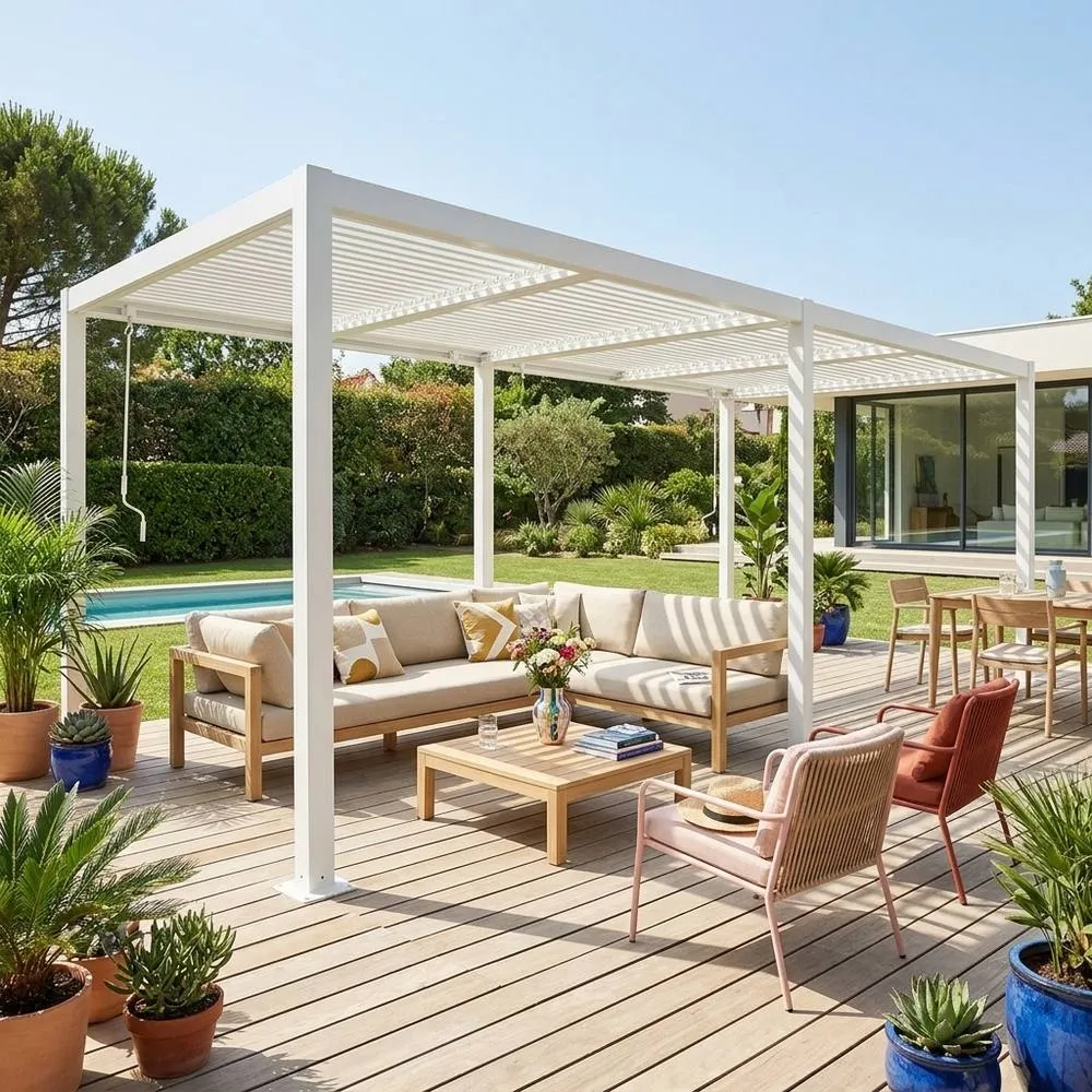 sweeek Louvered Pergola Aluminium & Steel 6 X 3m in White 6