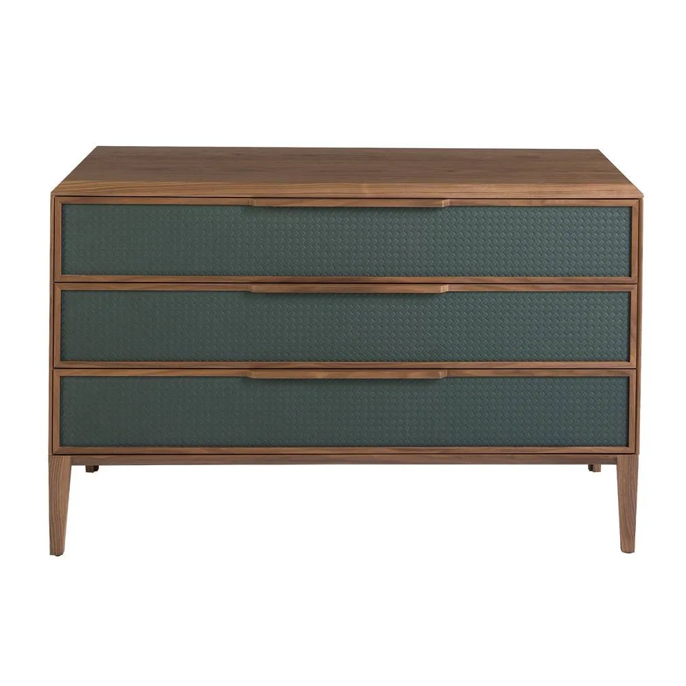 Angel Cerda Dark Green PVC Chest of Drawers with Walnut Legs 2