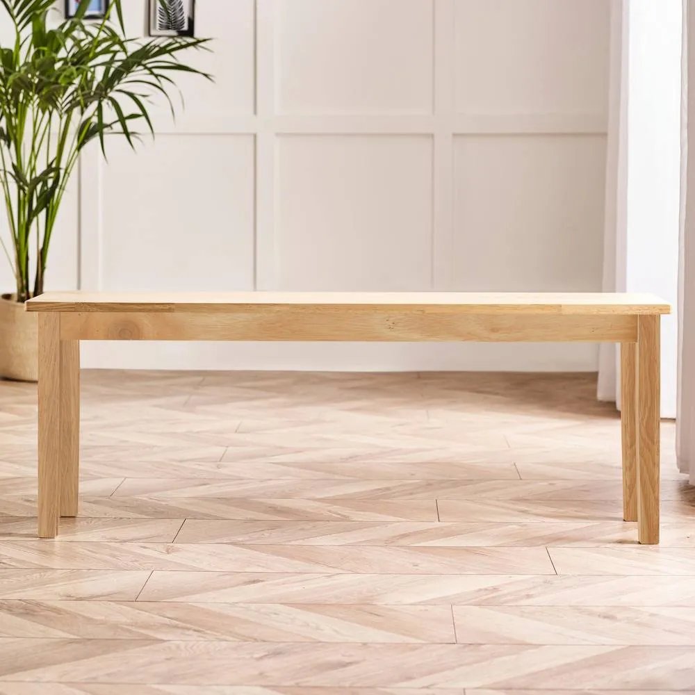 FurnitureboxUK Tenby Oak Effect Solid Wood Large Dining Bench in Light Brown 2