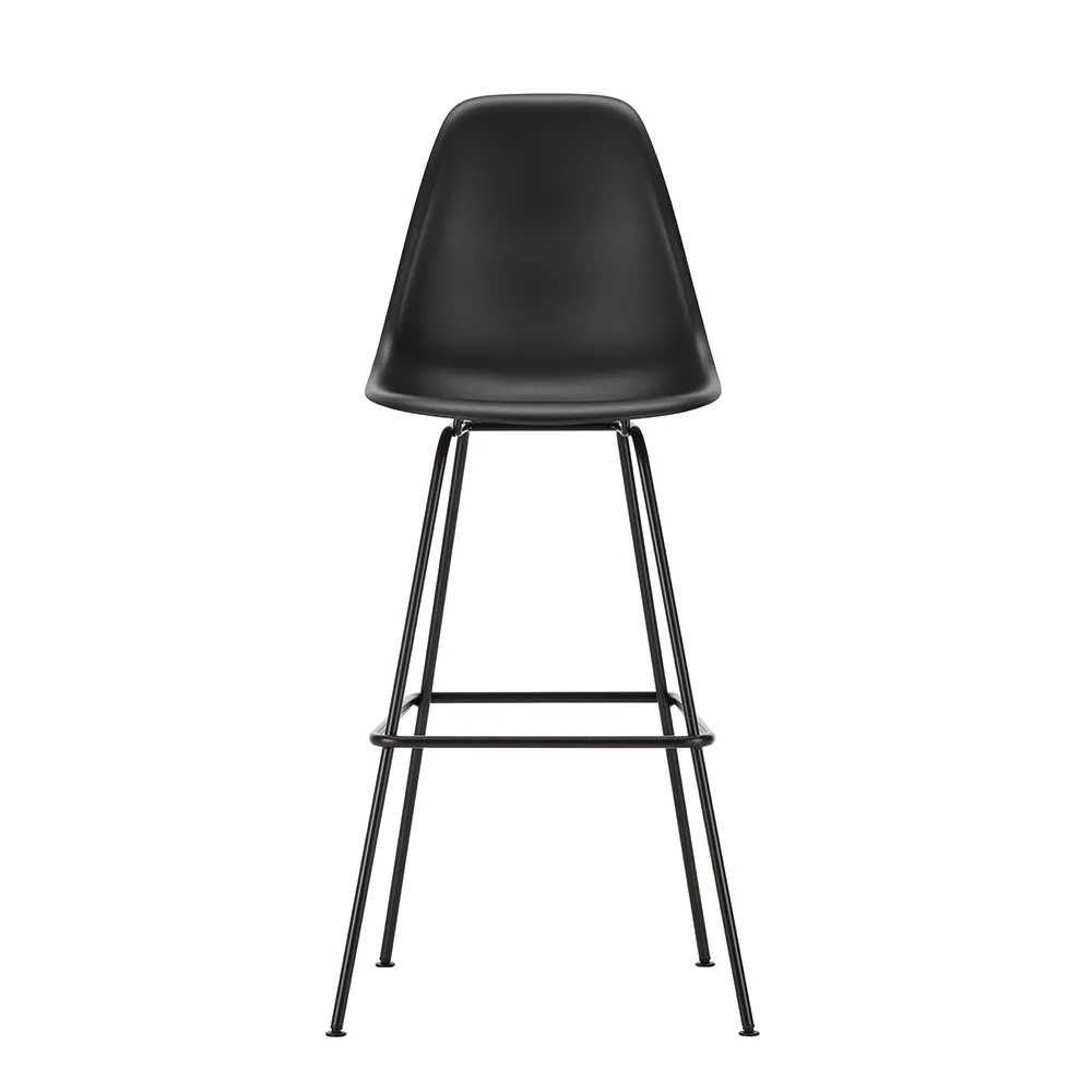 Vitra Eames Plastic Stool RE High Deep Black Basic Dark Powdered Legs 1