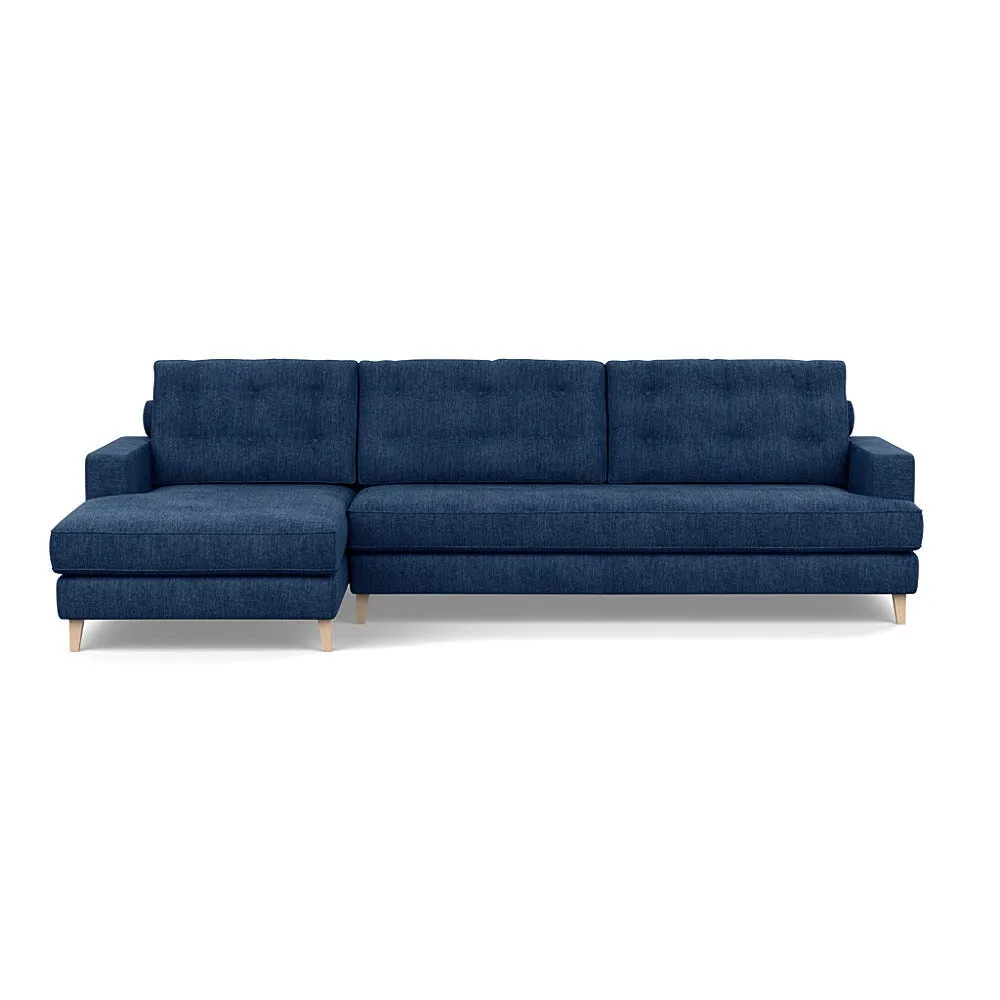Heal's Mistral Left Hand Facing Corner Sofa Broad Weave Lagoon Natural Feet 1