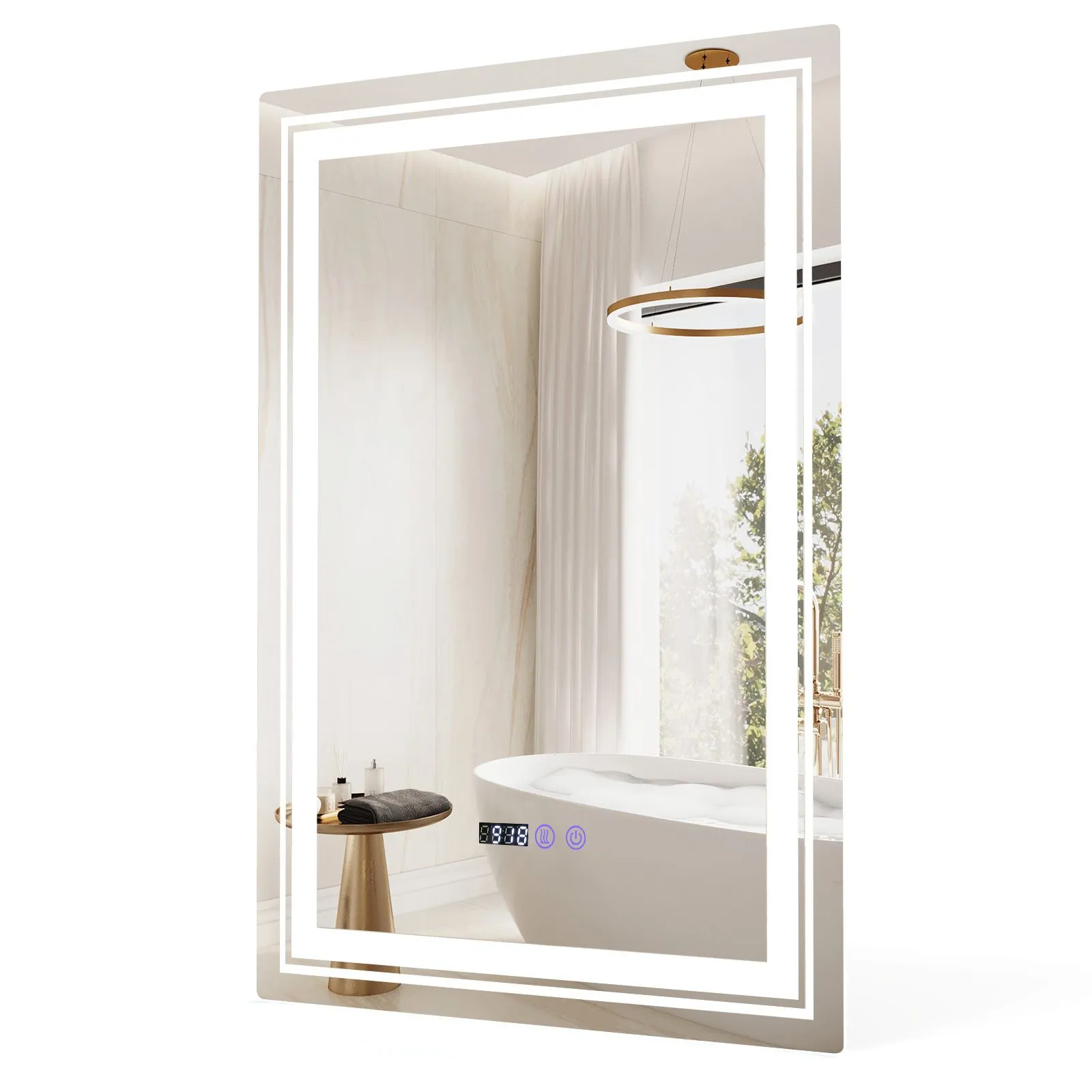 Costway Bathroom Led Vanity Mirror Dimmable Vanity Wall Mirror with 3 Colors 3000-6500K Anti-Fog in Silver 5