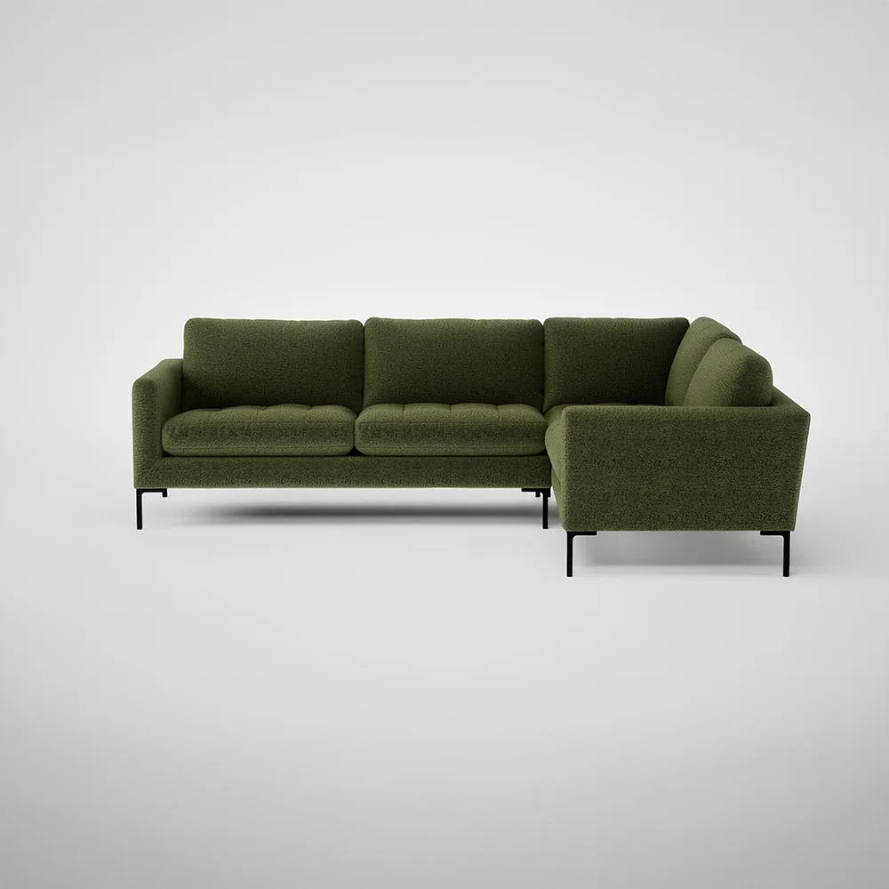 Heal's Eton Right Hand Facing Corner Sofa Boucle Velvet Wilder Black Feet 1