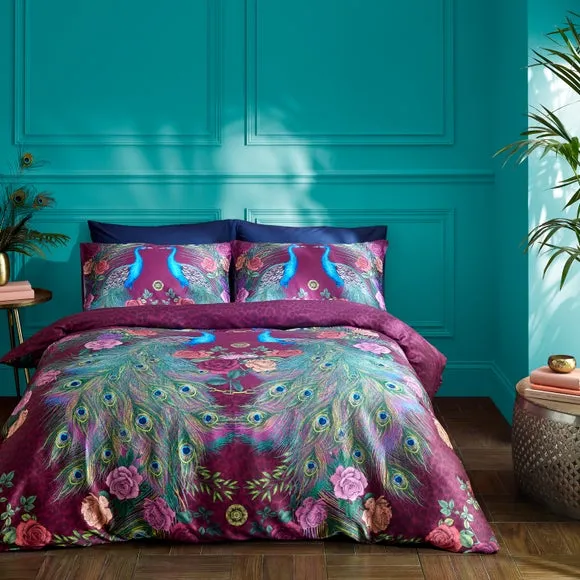 Matthew Williamson Xanadu Peacock 200 Thread Count 100% Cotton Duvet Cover & Pillowcase Set 1