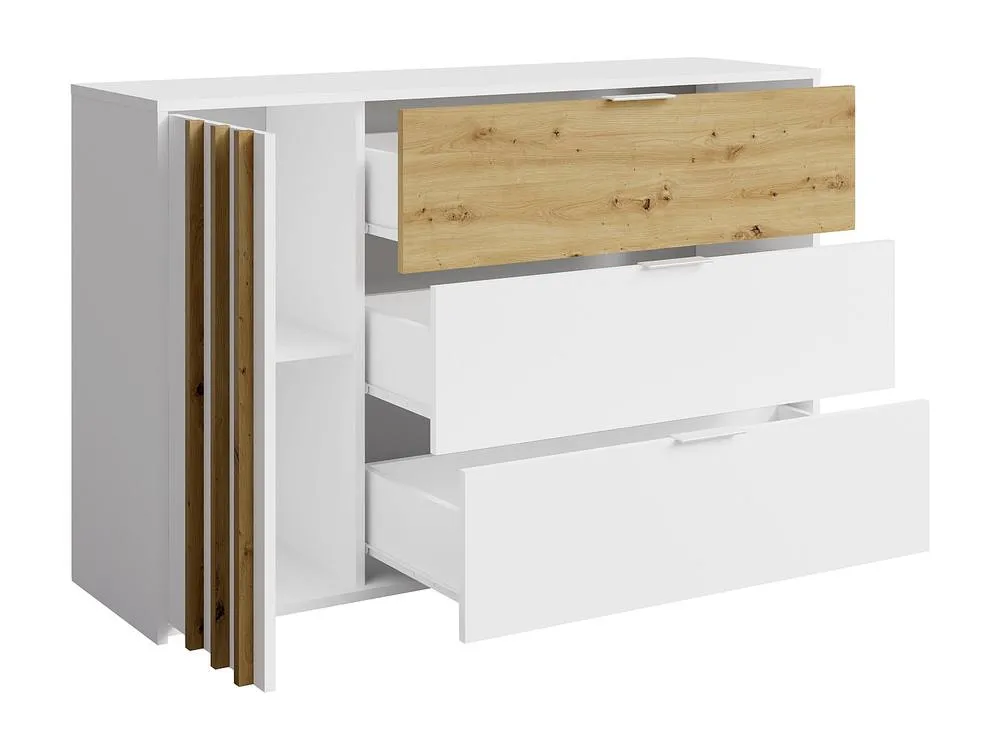 Vente-unique 3 - Drawer & 1 - Door Chest Of Drawers - Colour: Natural & White in Light Oak 5