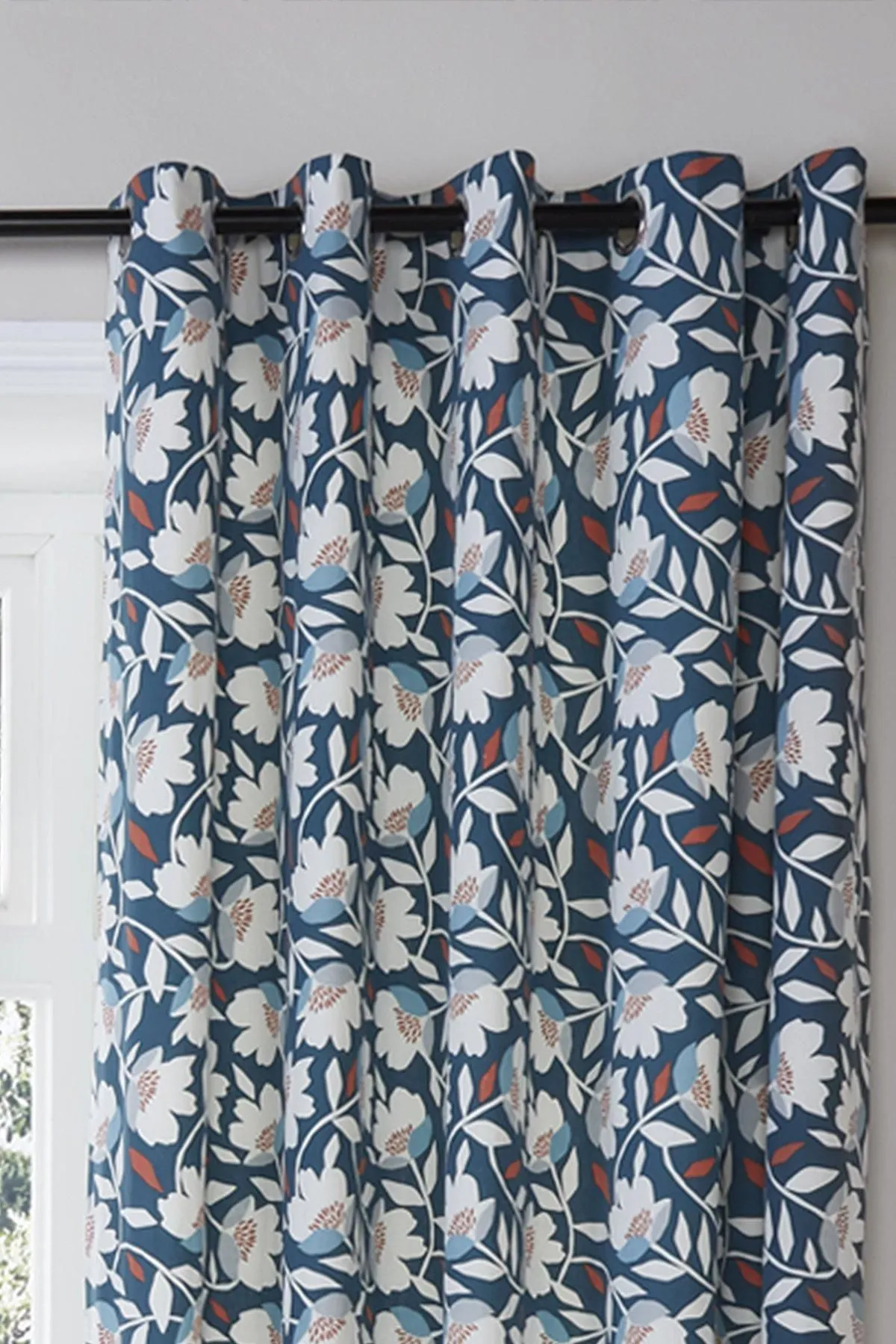 Fusion 'Luna' 100% Cotton Pair of Eyelet Curtains in Teal 2