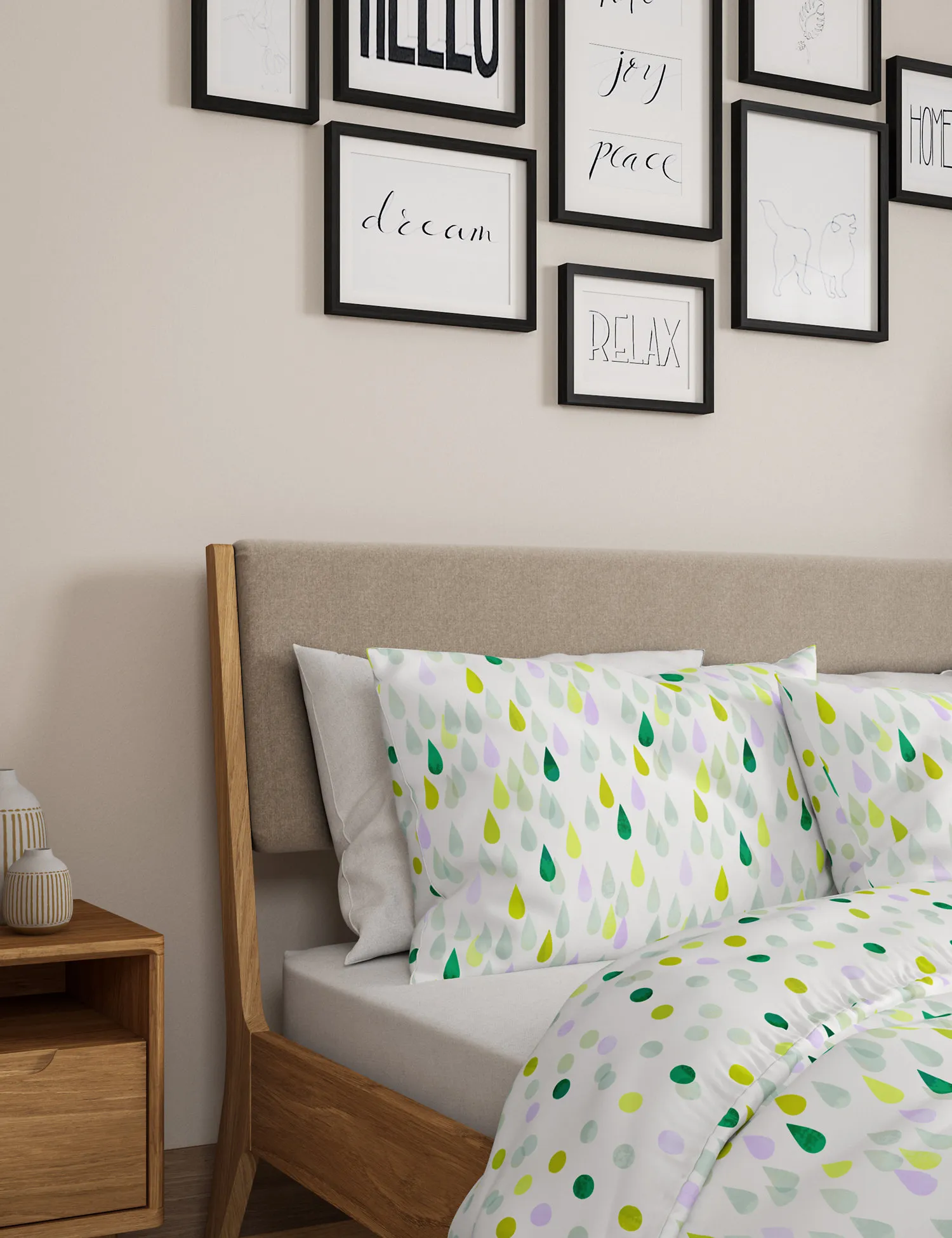 M&S Cotton Mix Raindrop Bedding Set