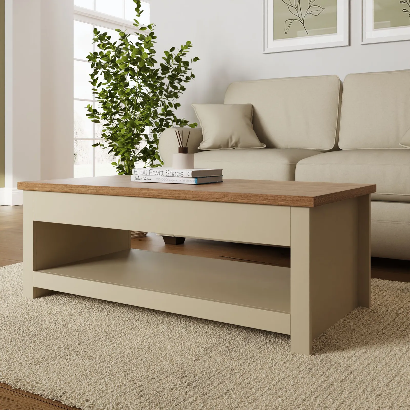 GFW Lancaster Lift Up Coffee Table in Cream 2