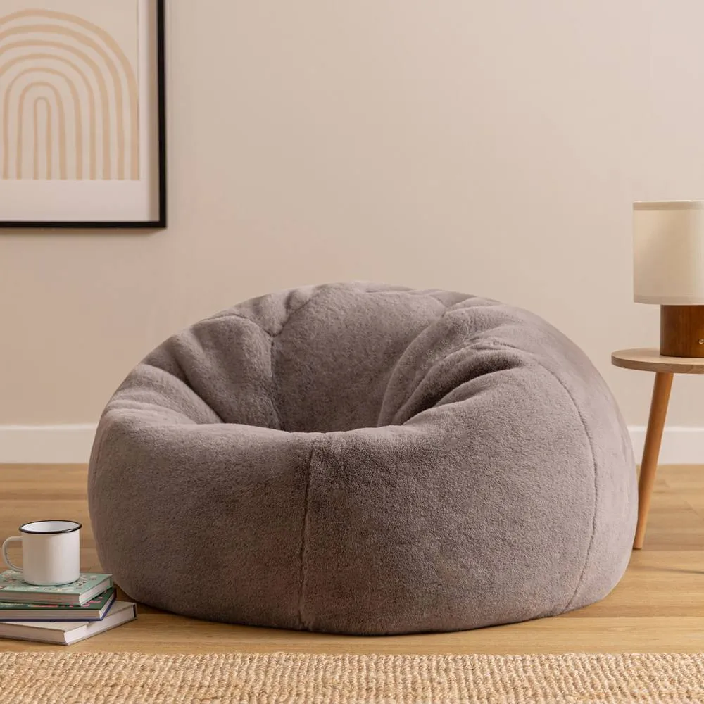 icon Kingston Faux Fur Classic Dome Bean Bag in Light Grey