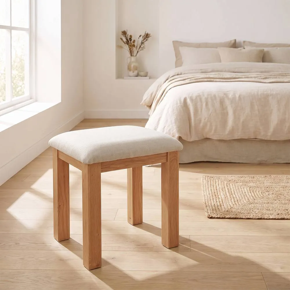 Seconique Cambridge Dressing Table Stool - Honey/Oat Fabric in Light Brown