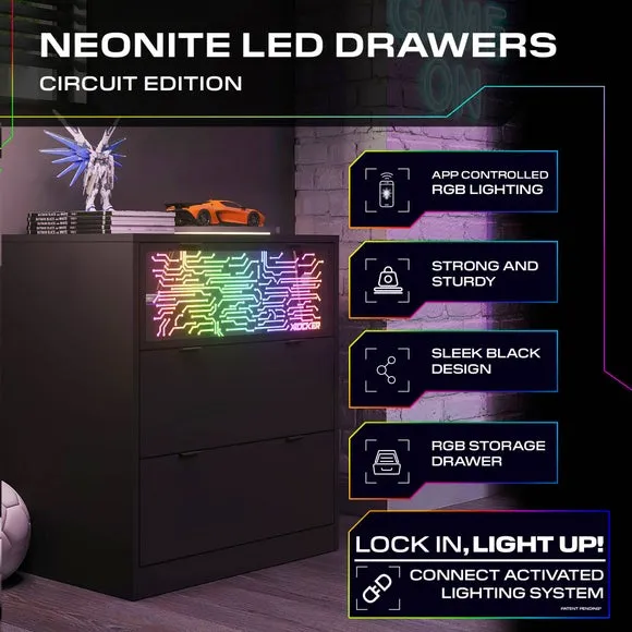 X Rocker NeoNite Circuit Edition LED 3 Drawer Chest 2