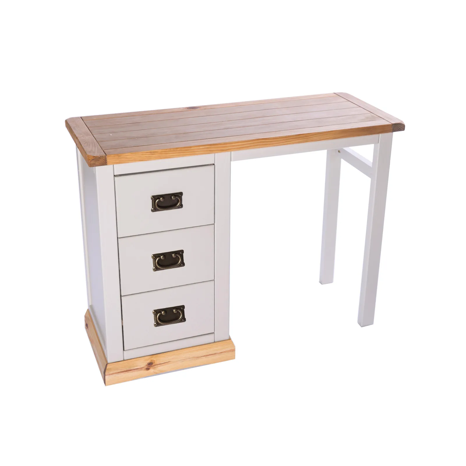 Cabinet Bits Bomporto 3 Drawer Desk - Dressing Table Brass Drop Handle in Light Grey 3