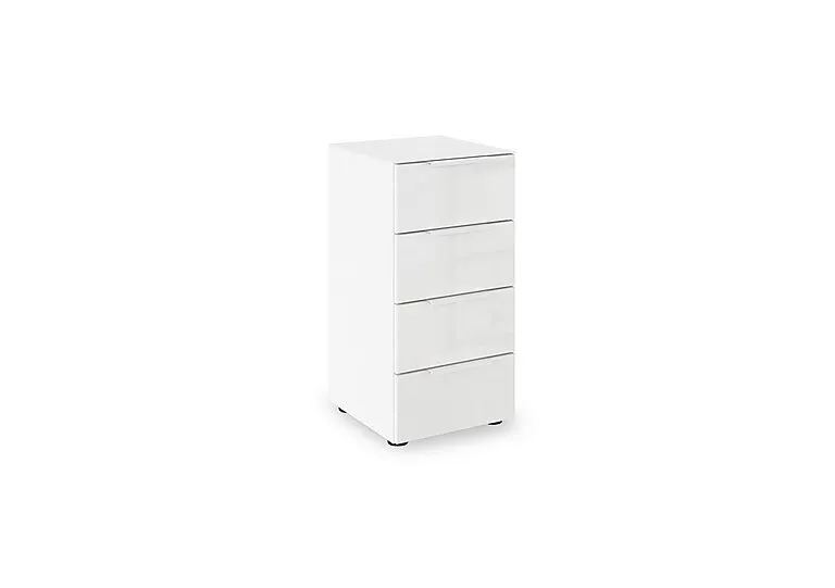 Haven 40cm 4 Drawer Chest with Glass Top and Front - Alpine White