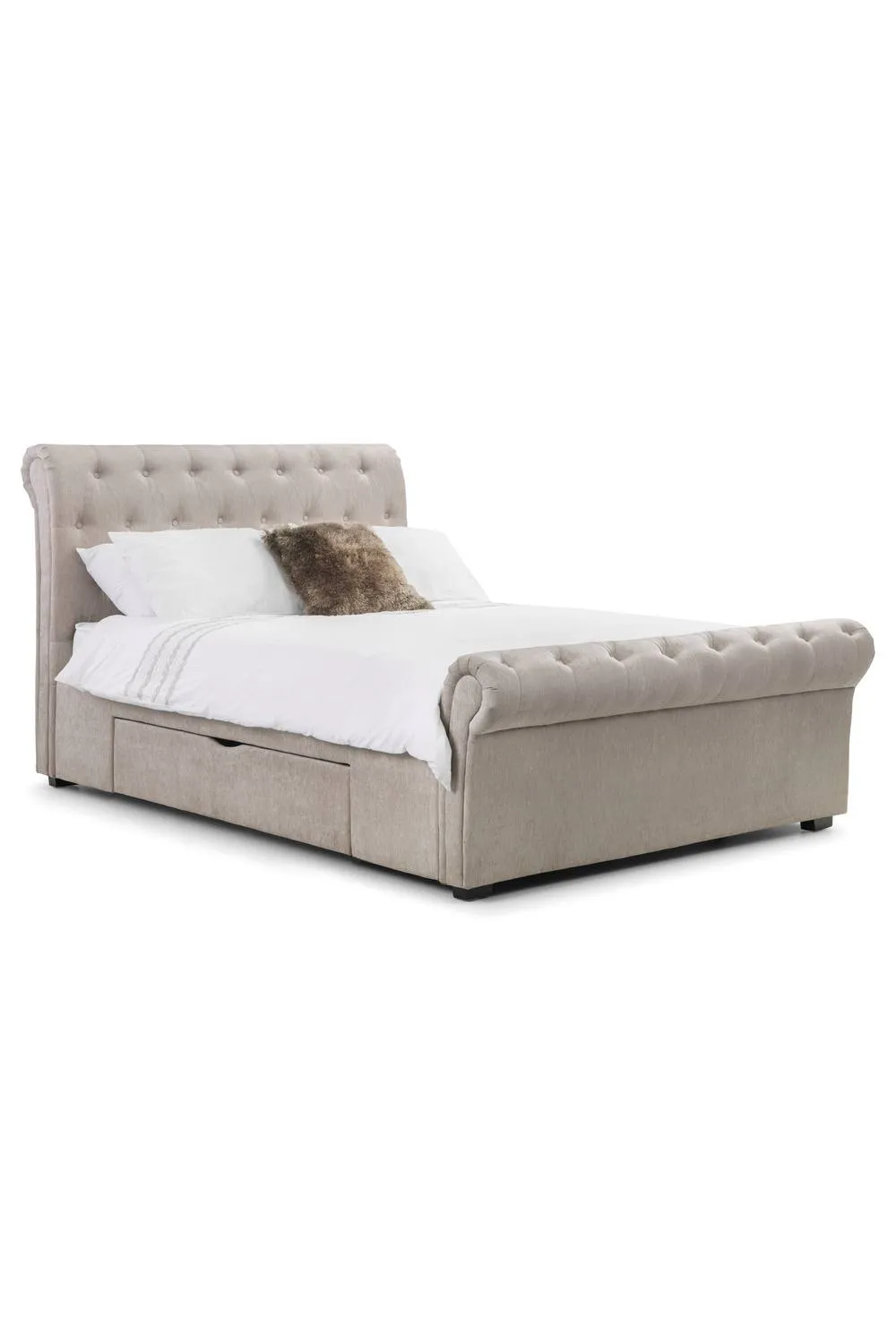 Julian Bowen Ravello King Beige Chenille Storage Bed with 2 Drawers 2