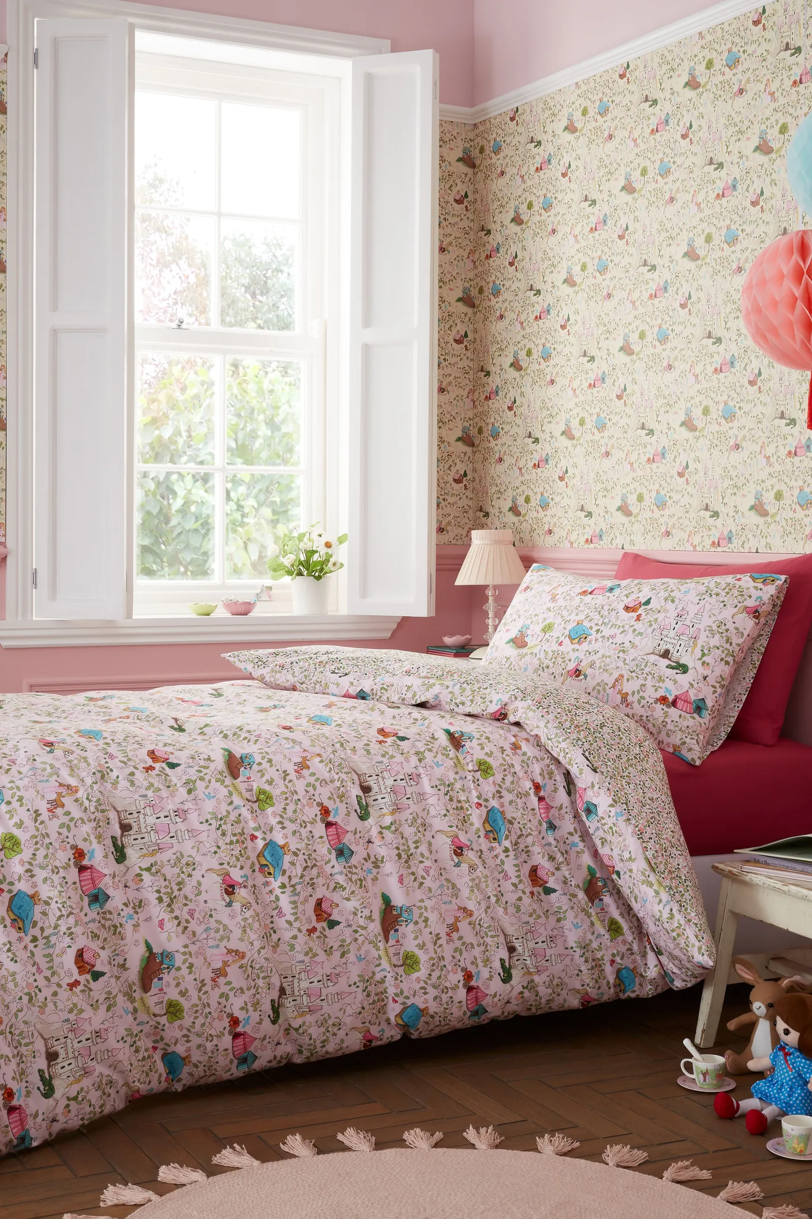 Belle & Boo 'Fairytale' Reversible Cotton Duvet Cover Set in Pink