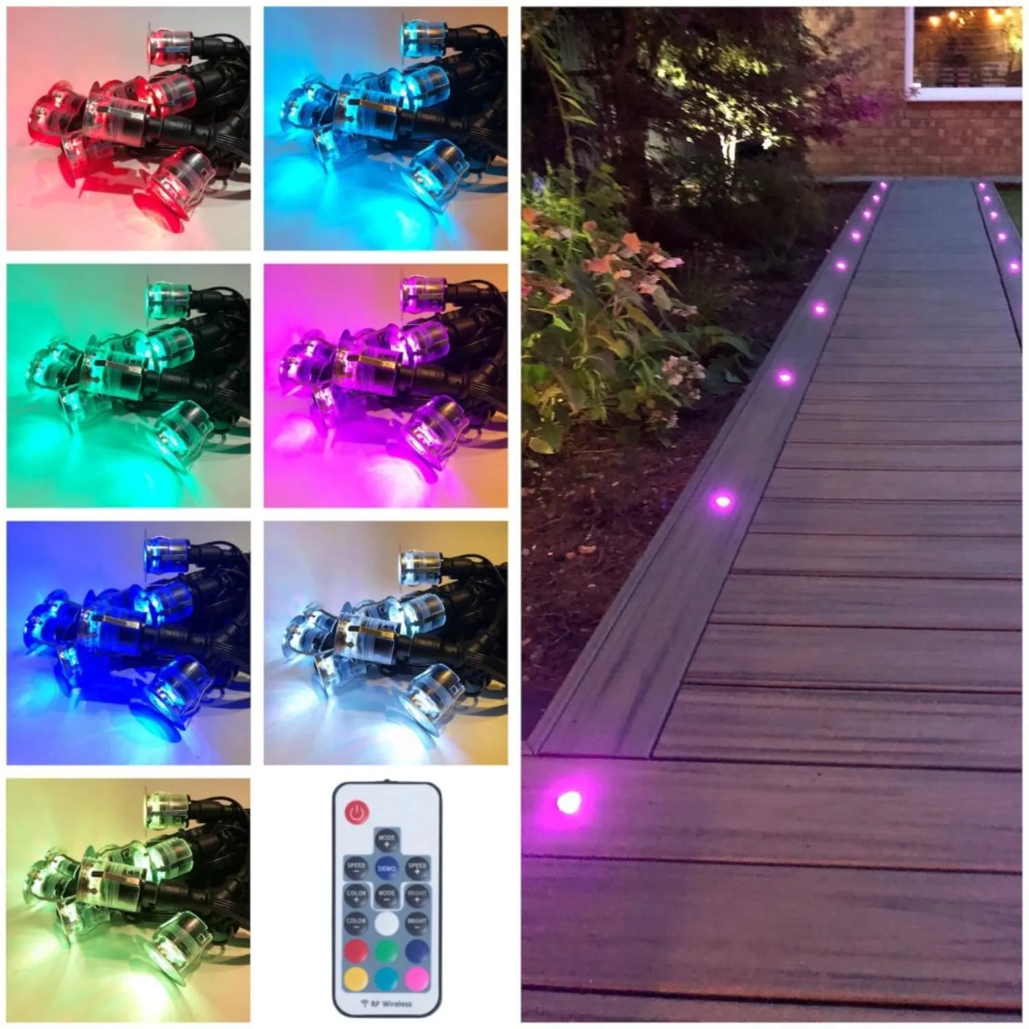 First Choice Lighting Set of 20 - 15mm Stainless Steel IP67 Colour Changing LED Decking Kit in Silver 3