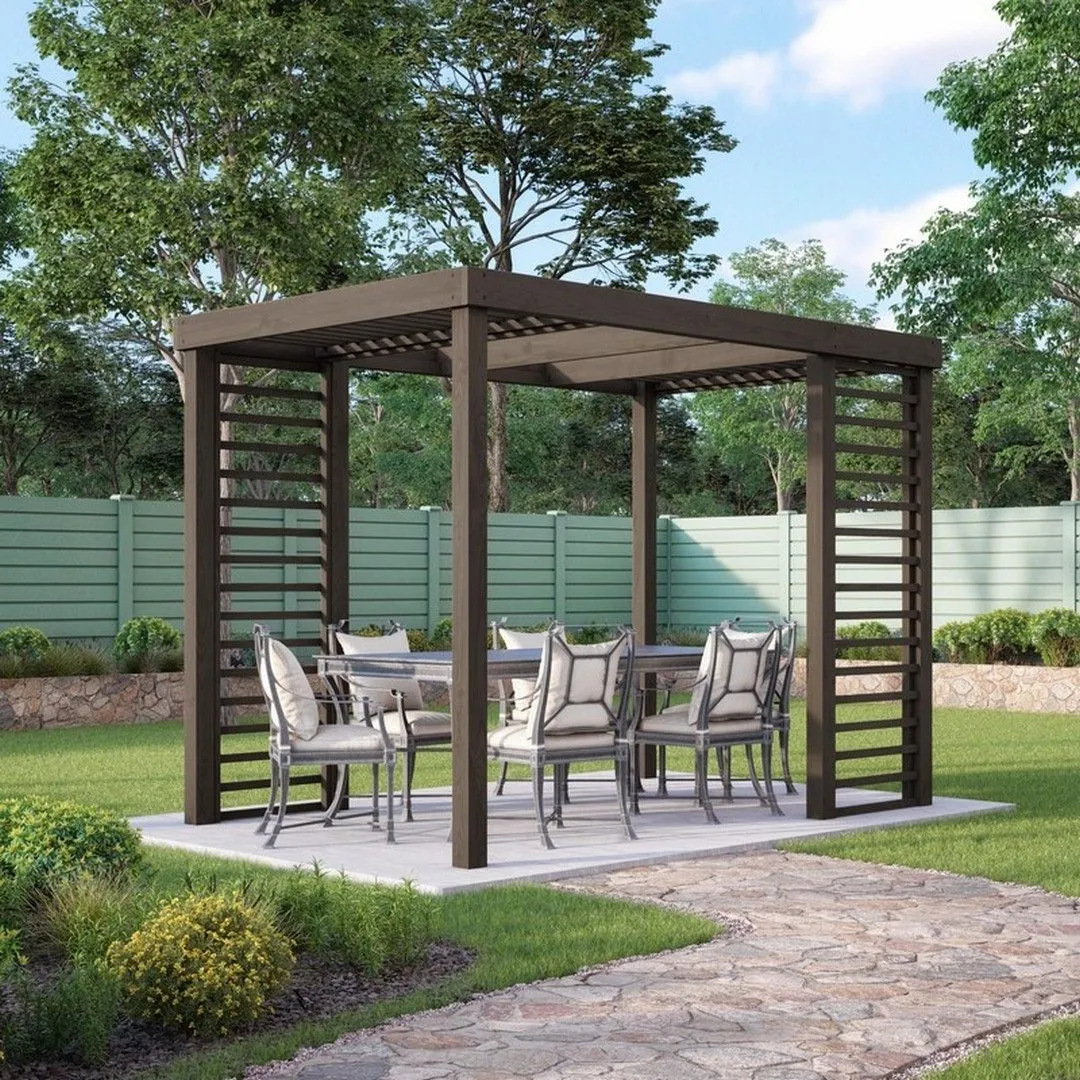 Rutland County Garden Furniture Ltd Panel Pergola - Wood - L240 x W300 cm - Rustic Brown