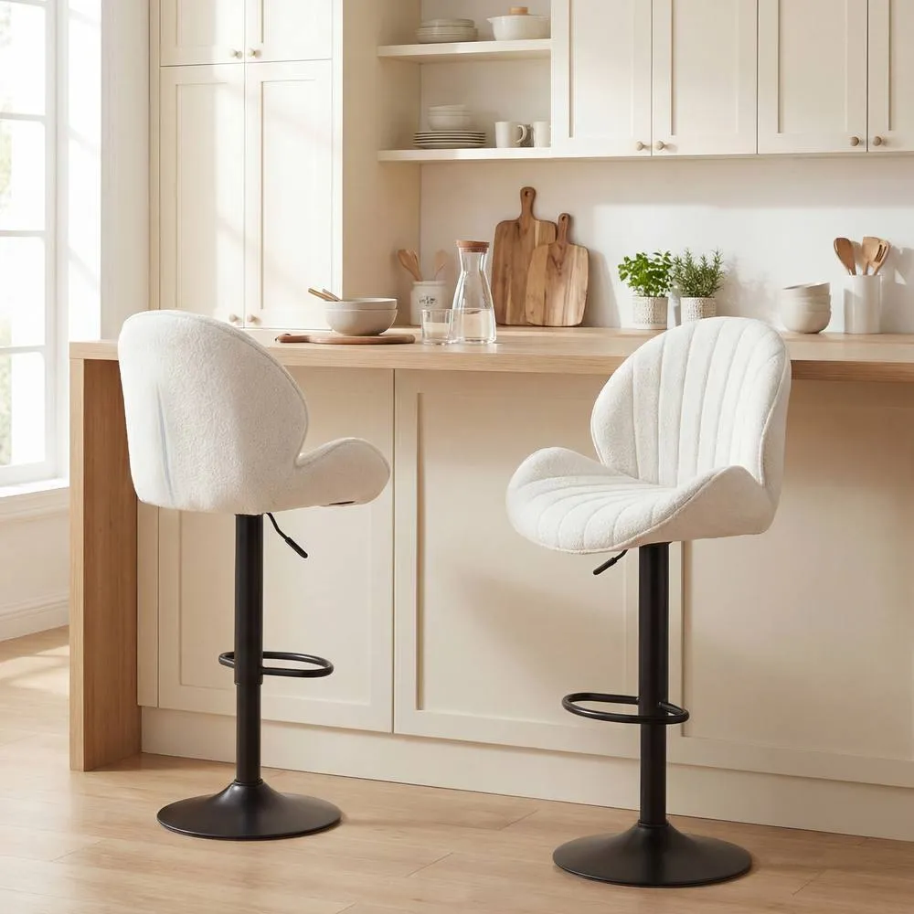 HOMCOM Modern Bar Stools Set of 2, Swivel Counter Height Barstools in Cream