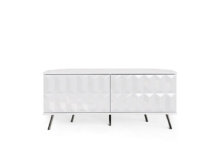 Alpha Corner TV Unit with SMART LED Lighting - White