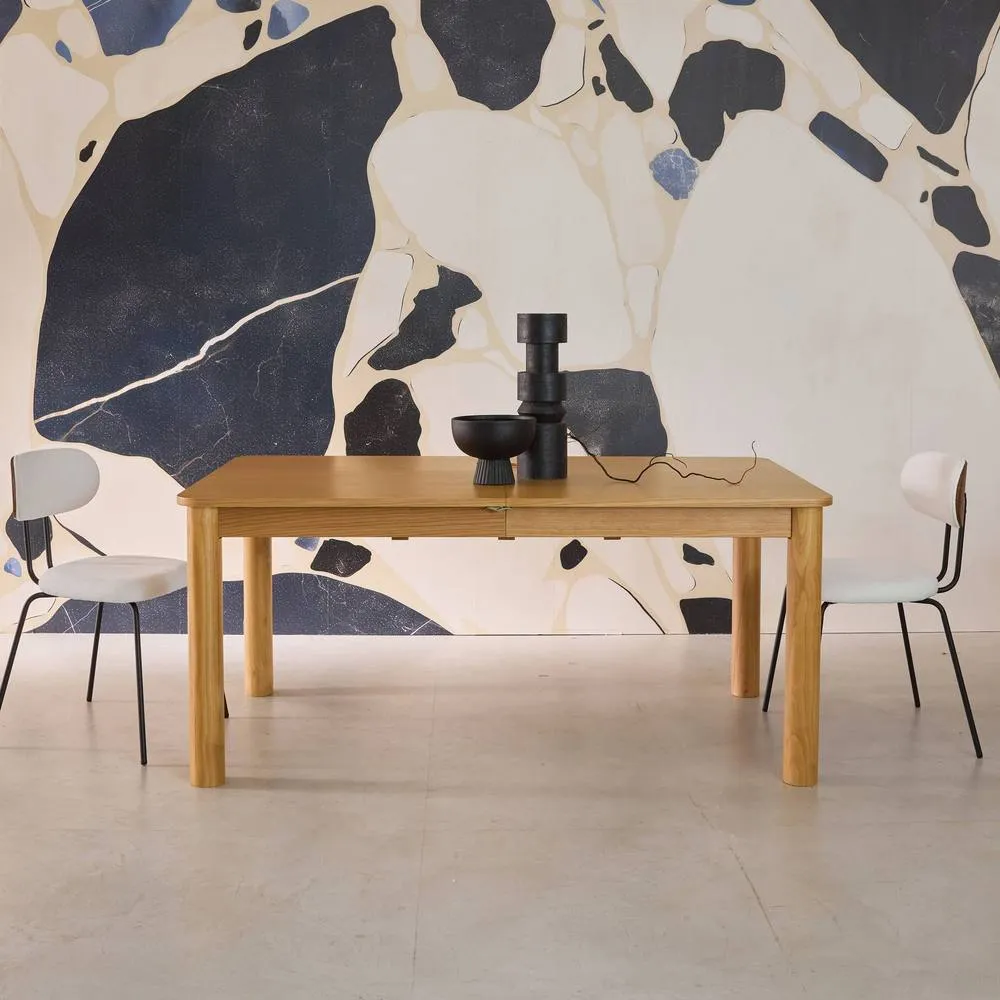 sweeek 6-10 seater rectangular extendable dining table, rubberwood & oak in Beige 5