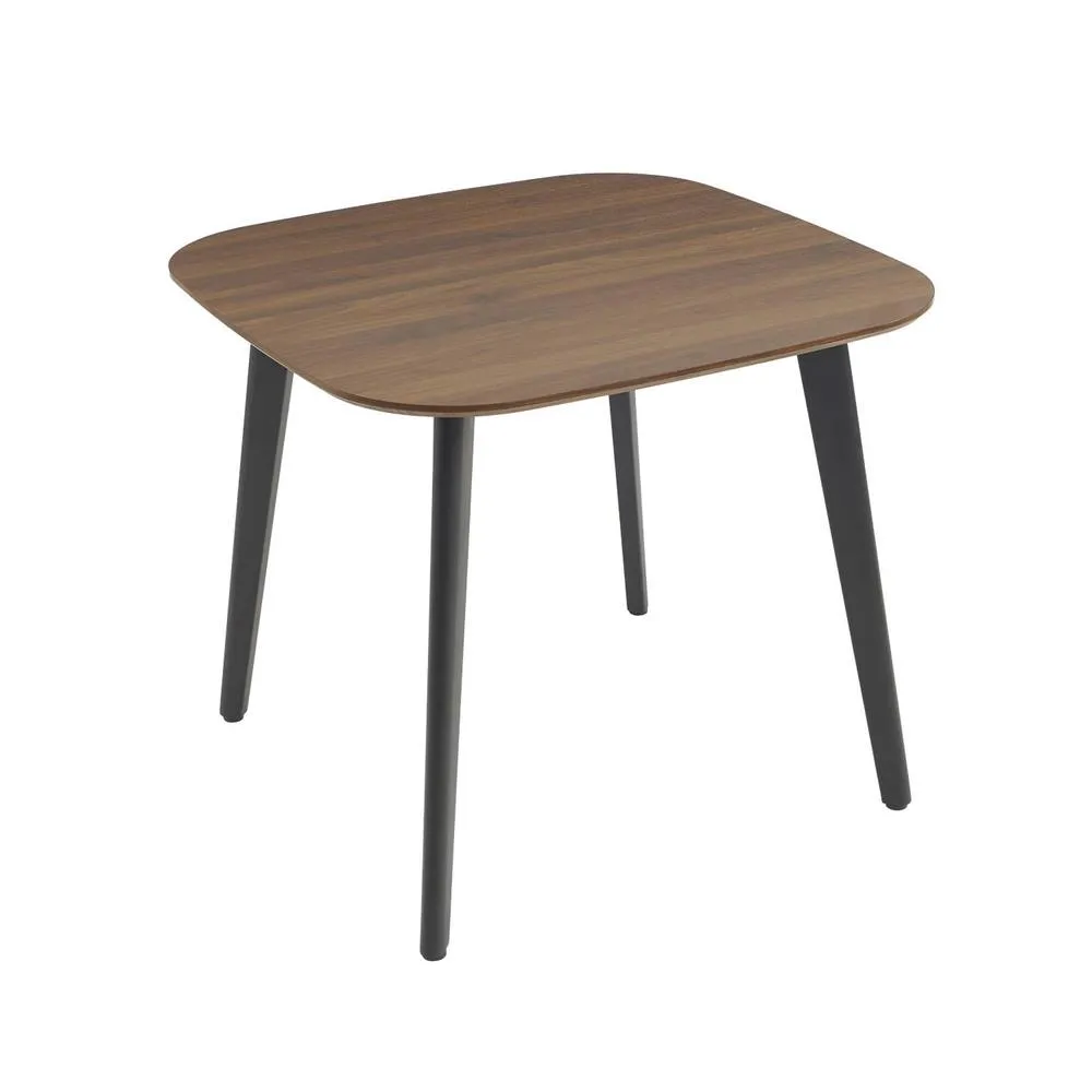 sweeek Square dining table wood effect black metal legs 4-seater in Dark Brown 2