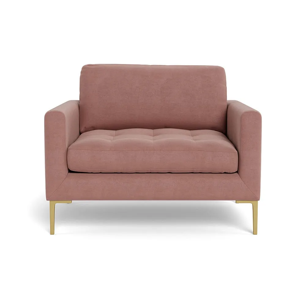 Heal's Eton Loveseat Smart Luxe Velvet Dusky Pink Brass Feet