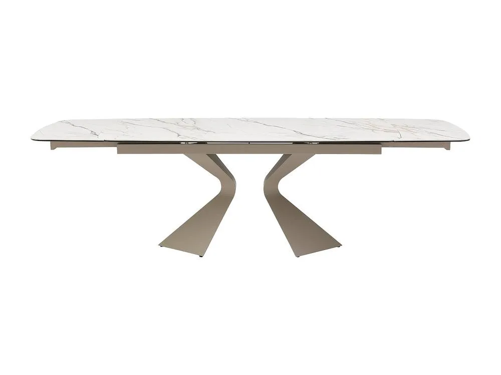 Vente-unique Extendable Dining Table for 6 To 10 People In Ceramic, Tempered Glass in Taupe 6