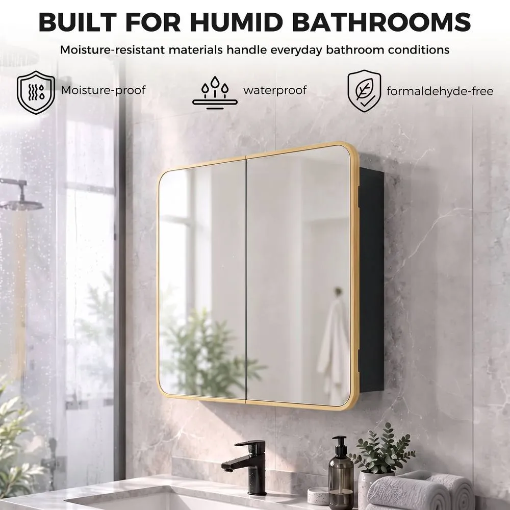 HOMCOM Bathroom Medicine Mirror Cabinet, Bathroom Wall Cabinet, Natural 5