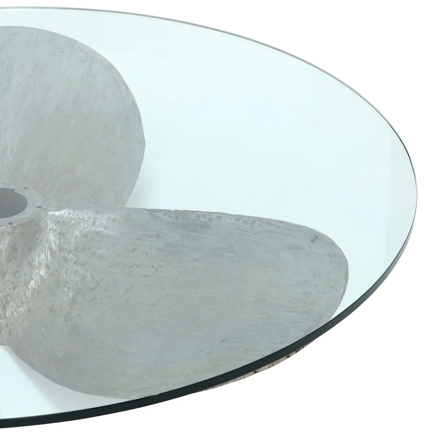 Timothy Oulton Junk Art Propeller Round Coffee Table Small, Silver Glass | Barker & Stonehouse 3