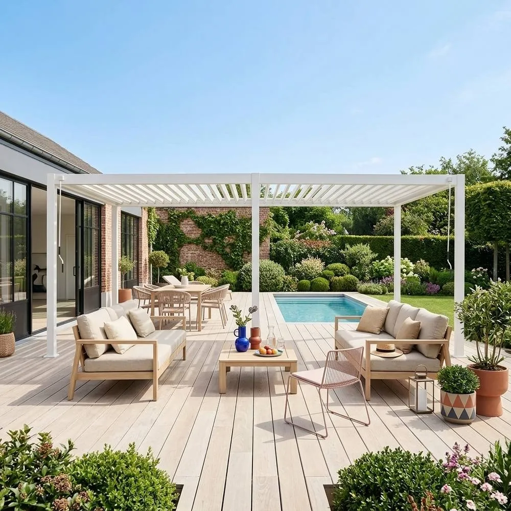 sweeek Louvered Pergola Aluminium 6x3m in White