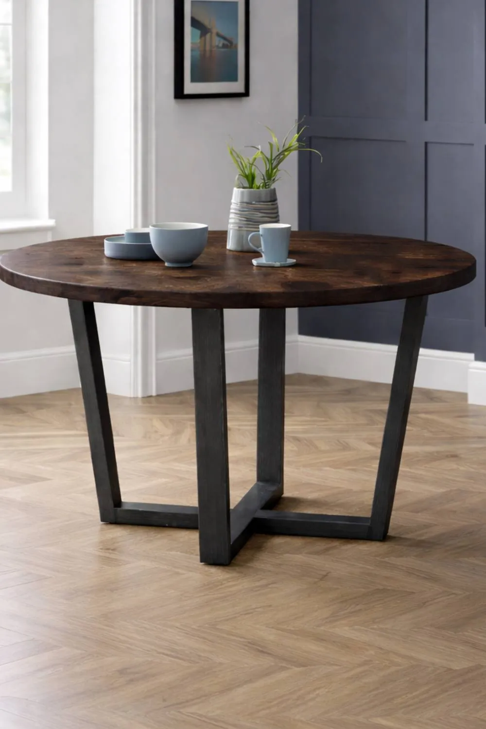 Julian Bowen Brooklyn Round 4 Seater Dining Table in Dark Brown 1