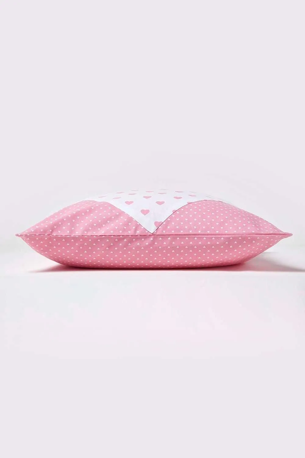 Homescapes Cotton Hearts & Polka Dots Cushion Cover in Pink 3