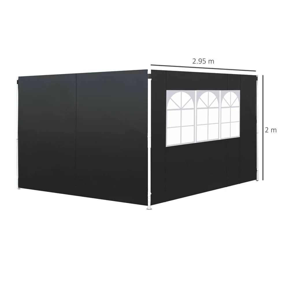 OUTSUNNY Gazebo Replacement Exchangeable Side Wall Panels w/ Window in Black 3