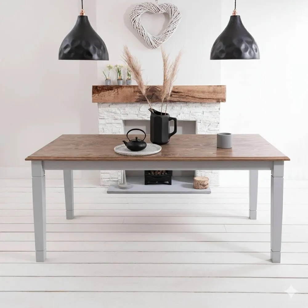 Nöa and Nani Canterbury Dining Table 180cm in Silk Grey and Dark Pine 2