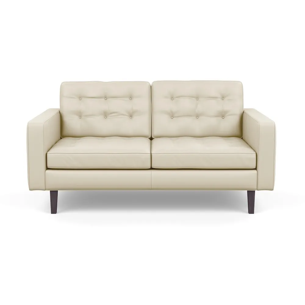 Heal's Hepburn 2 Seater Sofa Leather Grain Storm 006 Wenge Black Feet 1