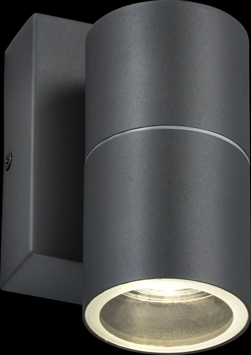 Netlighting GU10 Fixed Single Wall Light with Photocell Sensor Anthracite 230V IP54 20W in Black