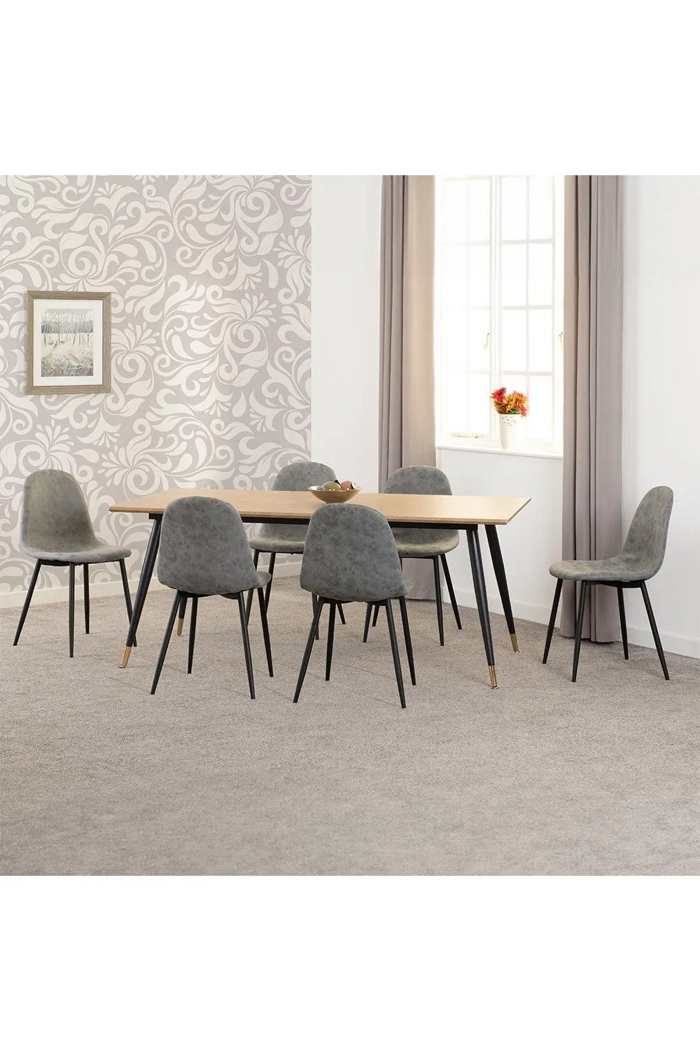Seconique Hamilton Large Dining Set with Athens Chairs in Grey