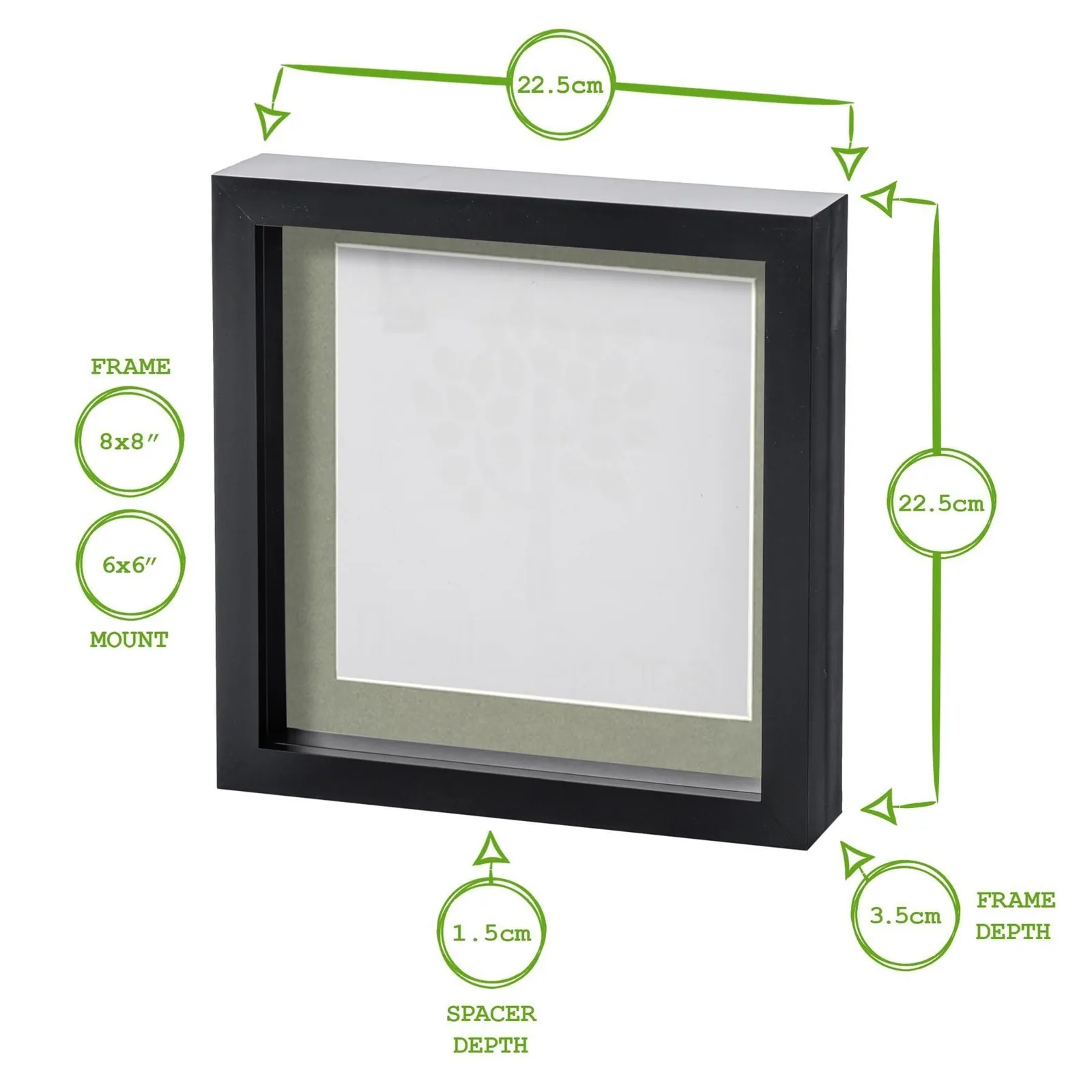 Nicola Spring 8" x 8" White 3D Box Photo Frame - 6" x 6" Mount in Ivory 4