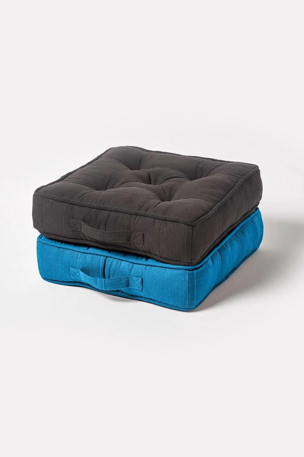 Homescapes Rajput Ribbed Cotton Floor Cushion in Teal 6