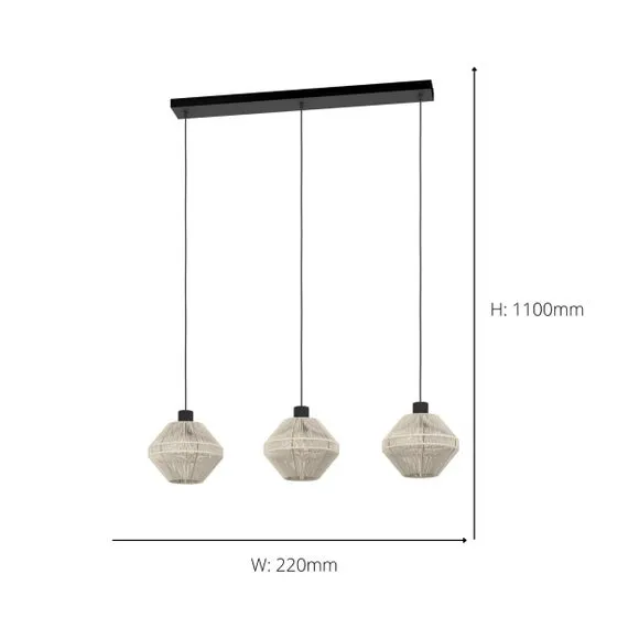 EGLO Midsumer 3 Light Adjustable Pendant Lights 6
