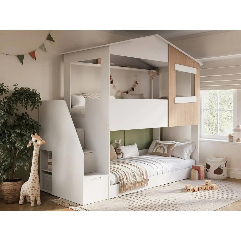Flair Dreamland House Staircase Bunk Bed in White 1