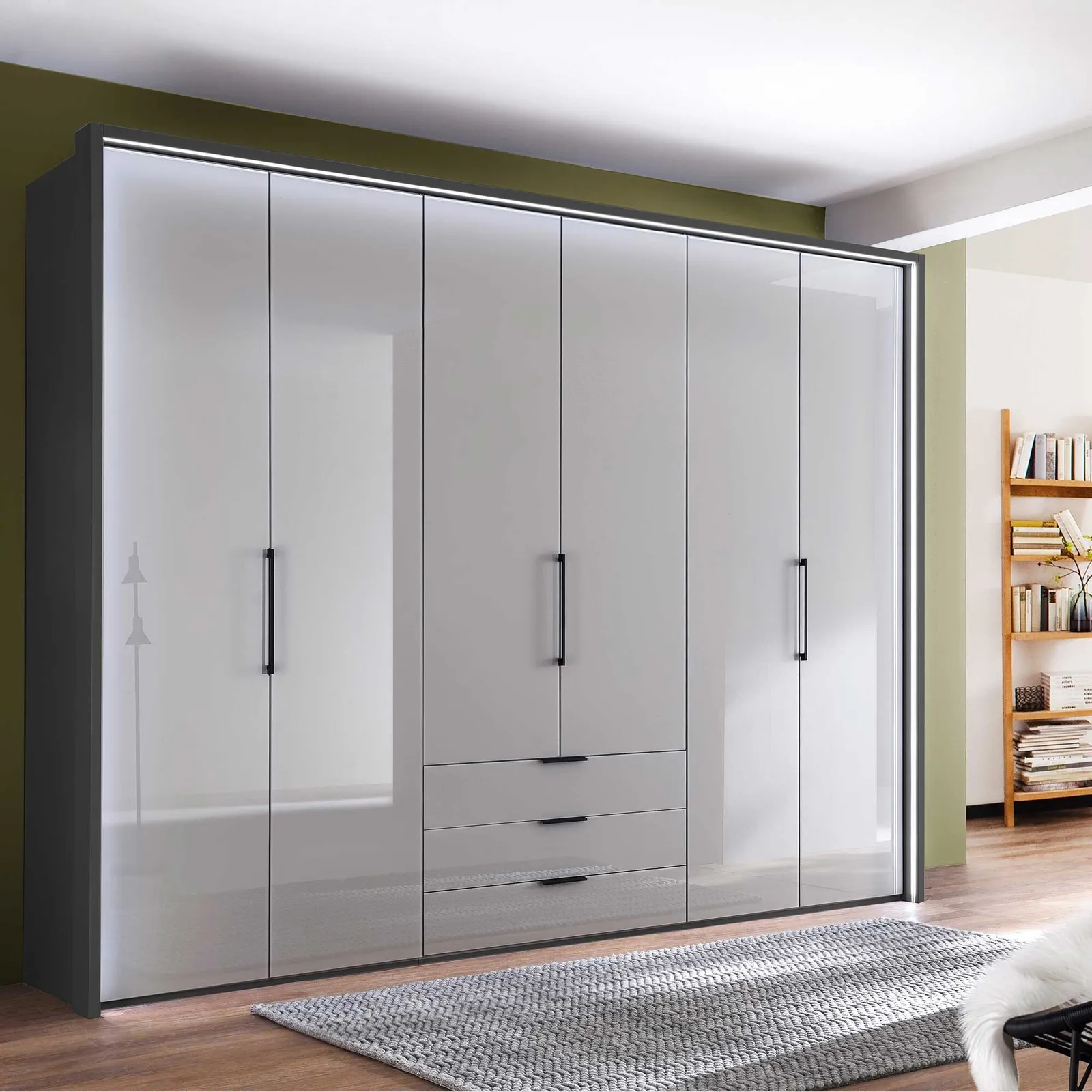 Templin 2000 6 Glss Door Combi Wardrobe, Grey | Barker & Stonehouse 2
